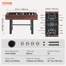 VEVOR Foosball Table 55-inch Standard Size Indoor Full Size Soccer with Foosball Table Set Walnut