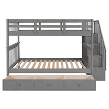 Harper & Bright Designs Full Over Full Bunk Beds with Stairs & Storage Grey
