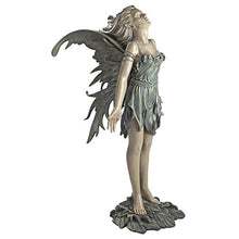 Design Toscano Facing the Wind Fairy Woman Outdoor Garden Statue, 12 inches wide, 27 inches tall, Cast Stone Resin, Two Tone Stone Finish