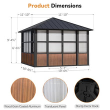 Modern Shade Solarium 12'x12' Sunroom with TV Mount & 2 Sliding Doors