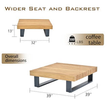 OTSUN Outdoor Coffee Table, Square Patio Dining Table with Teak Wood Slatted Top & Aluminum Frame Low Profile Patio Table for Backyard Poolside Balcony