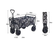 BIOMICE Collapsible Wagon Folding Garden Trolley Cart with 4 Beach Wheels Heavy Duty Wagon Shopping Cart for Outdoor Camping Pull Truck Garden Cart(B)