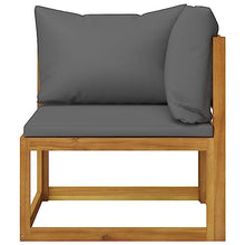 HNSMFPRE Solid Acacia Wood Garden Lounge Set with Cushion and Coffee Table, Outdoor Patio Seating Set for Terrace