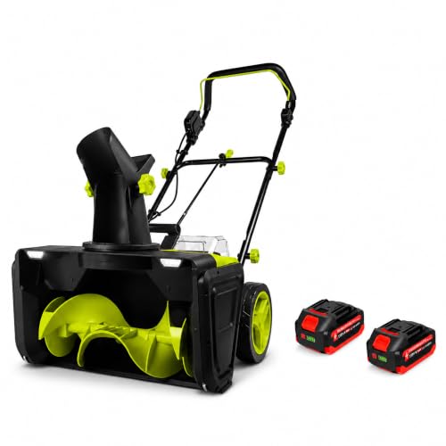 Electric Snow Blower Cordless, System with Fast Charger and Batteries, Brushless Snow Blower with Adjustable Chute for Efficient Driveways and Sidewalks Clearing 2-Battery