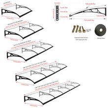 Outdoor Window & Door Awning, Modern Curved Rain Shelter, UV Rain Snow Protection, Transparent Polycarbonate Cover for Patio Porch, Black Bracket (120x260cm)
