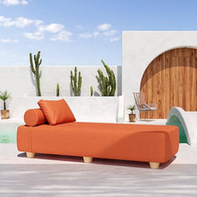 Jaxx Alvy Outdoor Sun Lounger – Luxurious Sunbed with Hevea Wood Feet, Sunbrella Tangerine