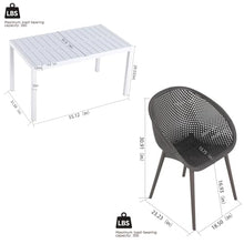 Trygoal 5-Piece Indoor/Outdoor Bistro Set, Weatherproof Patio Furniture Set with Rectangular Slatted Table & 4 Mesh Chairs, Modern Lounge Chairs with Non-Slip Feet for Balcony, Backyard, Warm Grey
