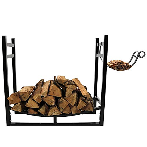DJVHSRI Firewood Rack Heavy Duty Fireplace Firewood Racks 2.8 Ft, Indoor/Outdoor Log Wood Holder Rack with Kindling Holder, 31 Inch Tall,