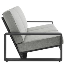 Modway Lirienne Aluminum Outdoor Sofa in Light Gray Gray - Weather-Resistant Modern 3-Seater Patio Couch with Removable Cushions