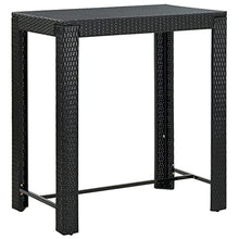 KUPTYERFG 5-Piece Garden Bar Set, Black and Cream White PE Rattan Patio Dining Table and Stools with Cushions, Powder-Coated Steel Frame for Backyard, Balcony and Terrace