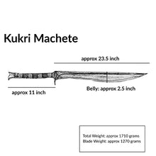 Fwosi Gardening Machetes - 23.5-Inch Kukri Machete Fixed Blade Knife with Leather Sheath - Full Tang Survival Knife, Carbon Steel Blades