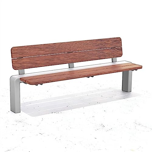 Park Patio Seat Park Bench, Stainless Steel Outdoor Bench With Backrest, Long Wooden Leisure Chair 47.2/59.2/70.8/78.7 Inch No Armrests For Garden, Courtyard