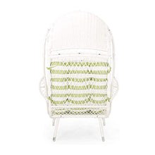 Outdoor Wicker Standing Basket Chair with Cushion for Outdoor Seating with Washable Cushion-Perfect for Balcony Deck and Poolside Furniture Sets Beige (White)