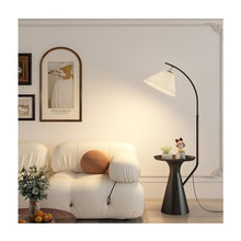 ZHONGCHENGWU Floor Lamp Home Floor Lamp with Table, Mid-Century Modern Nightstand or Side Table with LED Bulb(Black)