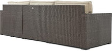 Serta Laguna Brown Wicker Outdoor Storage Sectional Sofa, Patio Furniture Set with Beige Cushions for Backyard or Deck