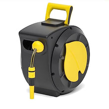 GLigeT Hose Pipe Holder Garden Hose Reel Wall Mounted, 30M/100Ft Auto Retractable Hosepipe Wall-Mounted Portable 180° Swivel Hose Box with Spray Nozzle and Hose Hose Pipe Hanger