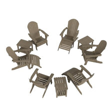 WestinTrends Tuscany 6 Person Folding Adirondack Seashell with Side Table and Folding Ottoman, Taupe