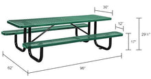Global Industrial 8’L Rectangular Picnic Table, Expanded Metal, Green