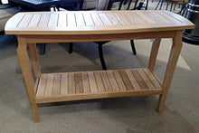 Santorini Outdoor & Indoor Patio Console Serving Bar Table with Lower Shelf, Solid Teak, 47" L x 16" W x 30" H. This Outdoor Table is Great for Entertaining, Gardening, or Even Grilling.
