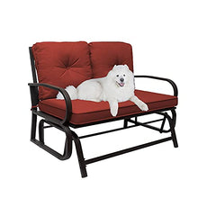 Outdoor Swing Glider Rocking Chair 2-Person Loveseat Seating, Patio Bench Garden Porch Furniture with Cushion, Steel Frame (Rust)