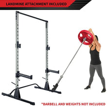 Fitness Reality Squat Rack Power Cage with J-Hooks, Landmine 360° Swivel, Weight Plate Storage Attachment and Power Band Pegs Gray