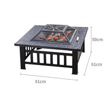 BNEI Outdoor fire Pit, Garden Multifunctional Heating Stove, Metal, with Protective mesh Cover, Suitable for Various Fuels, 81 * 81 * 50cm