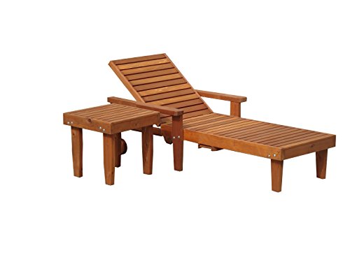 Best Redwood 24" Solid Wood Outdoor Chaise Lounge Natural 1905 Super Deck