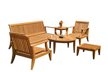 WholesaleTeak Grade-A Teak Wood Lagos 6 Pcs Sofa Set - 1 Sofa (3 Seater), 2 Lounge Chairs, 1 Ottoman, 1 Coffee Table & 1 Side Table (Furniture only) #12LG6
