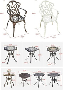 JIIPOREGJ Garden Bench 3Pcs Cast Aluminum Bistro Set Garden Furniture Dining Table Chairs Outdoor Seat Patio Seater