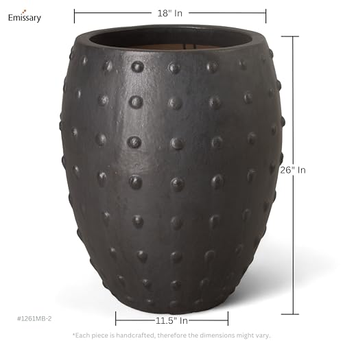 Emissary Matte Black Stoneware Round Planter 20in. L x 26in. H