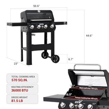 Monument Grills 4-Burner Liquid Propane Gas Grill, Matte Black Stainless Steel Burner Grill with Clearview® Lid and One Foldable Shelf for Outdoor Cooking Kitchen Patio Backyard Barbecue, Mesa420MF