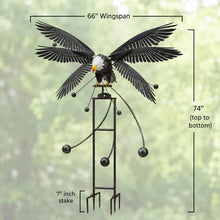 RCS Gifts Red Carpet Studios Garden Stake Yard Art Metal and Glass Balance Rocker with 6-Prong Stake, Jumbo 6.16 Feet Tall, Flying Eagle