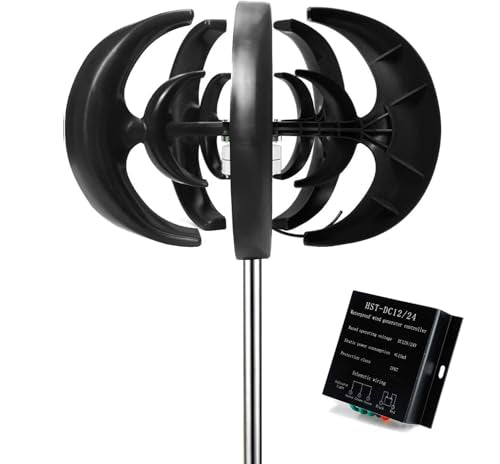 WANGYYDS Wind Turbine Generator, Vertical Axis Wind Turbine, New 1000W 12V 24V Vertical Wind Turbine Magnetic Levitation Upright Wind Generator for Home Ship,24V-Black