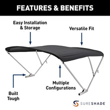 SureShade Power Pontoon Bimini Top Black