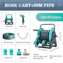 Wall Mounted Garden Hose Reel Truck, Outdoor Hose Reel, Portable Floor Hose Reel, Water Pipe Organization Guide Device (Hose Cart+30m Pipe)