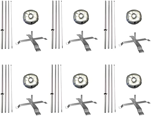 Global Advertising Solutions Feather Flag Telescoping fibreglass Hardware 14ft fibreglass Carbon Fibre Flexible Pole tip Kits with Cross-Base and Weight-Donut (Hardware Only) (Pack 6)