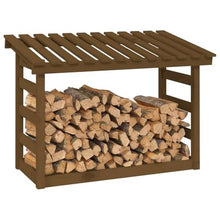 EliteBloom Firewood Rack Honey Brown 108X64.5X78 Cm Solid Wood Pine, Firewood Log Rack, Firewood Storage Rack Shelf, Ventilation Metal Log Store Holder for Outdoor Or Indoor Wood St