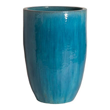 Emissary 23in Blue Stoneware Round Planter