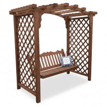 Keystone Amish Co. Newberry Cedar Garden Arbor, Heavy Duty Outdoor Wooden Archway Trellis for Climbing Plants, Amish Crafted, Made in USA & Swing, 6-Foot, Mushroom Stain