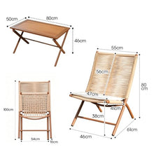 Labasuan Foldable Patio Bistro Set, Outdoor All-Weather Patio Furniture with Cushions & Table, PE Faux Rattan Folding Adirondack Chair for Garden, Balcony & Backyard(3-piece Set)