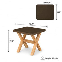 Modern Rustic Indoor/Outdoor Brown 78.7" Concrete Fiber Dining Table with 2 Benches & 2 Backless Stools with Acacia Wood Base