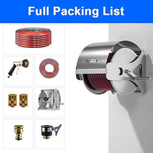 JTYMZYY Metal Heavy Duty Wall/Floor Mounted Hose Reel Cart Water Pipe Storage Holder with Hose Connector, Lawn & Garden Watering Equipment (Rack+25mHose)