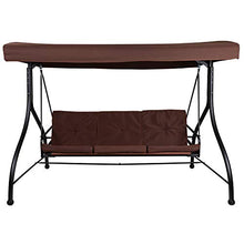 Flash Furniture 3-Seat Outdoor Patio Swing with Canopy, Brown
