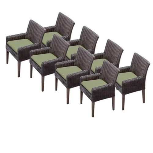 Afuera Living Wicker Patio Arm Dining Chairs Set of 8 Cilantro