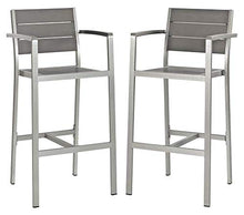 Modway Shore Aluminum Outdoor Patio Two Bar Stools in Silver Gray