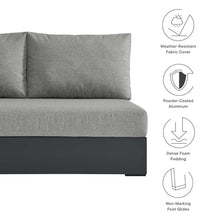 Modway Tahoe Aluminum Modular Left-Facing Outdoor Patio Loveseat Gray with Weather-Resistant Cushions, Couch for Garden Backyard, Poolside