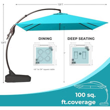OROTLECT 10'x10' Sunbrella Offset Umbrella With Base Outdoor Square Aluminum Cantilever Umbrella Shade With Easy Tilt Adjustment