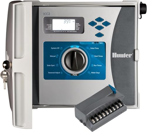 SPW Hunter I2C800PL 8 Zone Residential/Commercial ICC2 Timer, White, 8-38 Stations, 8 Zones, Automatic Lawn Irrigation Controller