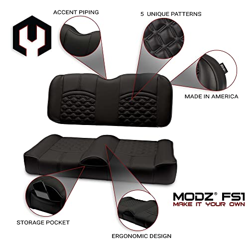 MODZ® FS1 Custom Golf Cart Front Seat for Club Car Precedent/Onward/Tempo - [2004-Up] - Black Base - X-Diamond Pattern