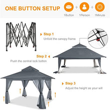 Patio Gazebo 13ft Pops Up Party Tent with Side Curtains and Storage Bags Outdoor Canopy Vented Roof